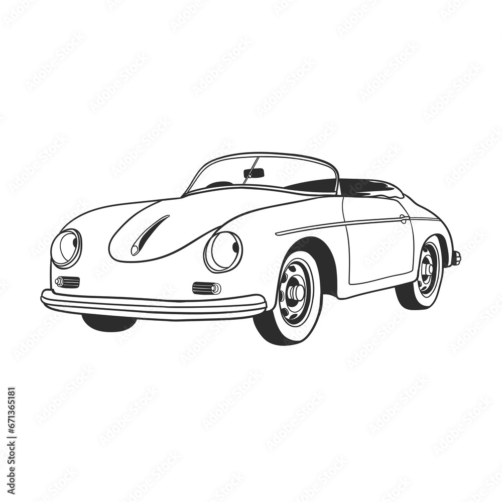 Outline illustration design of a vintage car 2