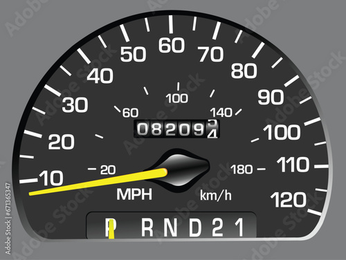 Vector illustration of a speedometer. Odometer