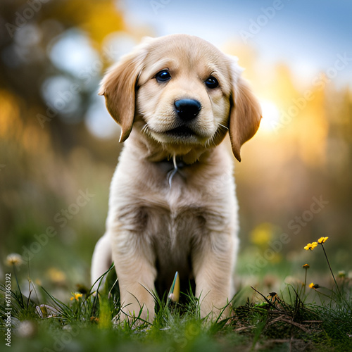 golden retriever puppy on grass