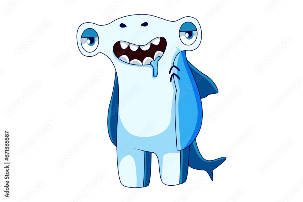 Fototapeta premium Cute Shark Cartoon Character Design