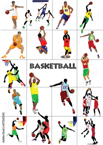 Big set of Basketball players. Colored Vector illustration for designers © Leo