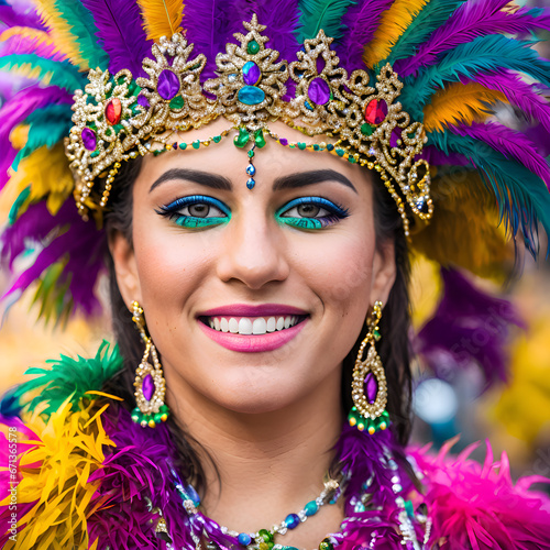 Smiling woman on Mardi Gras