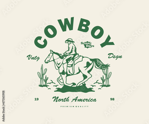 Vintage illustration of cowboy vector t shirt design  vector graphic  typographic poster or tshirts street wear and Urban style