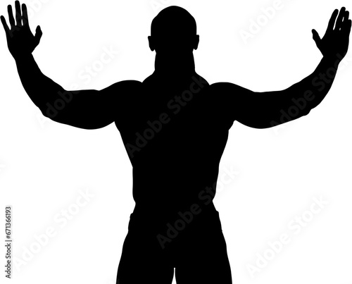 Digital png silhouette of man with open arms on transparent background