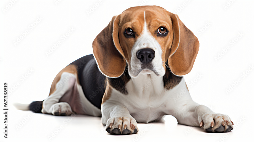 Beautiful beagle dog isolated on white background
