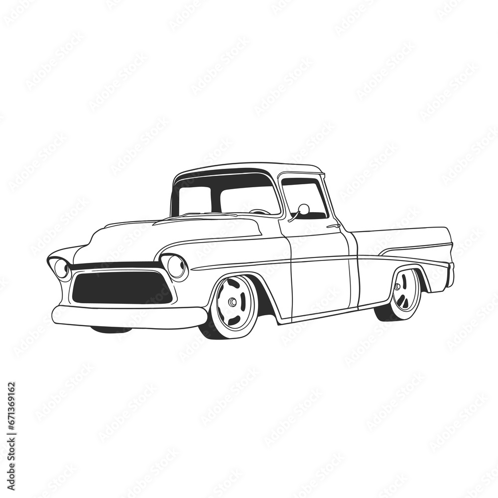 Outline illustration design of a vintage car 8