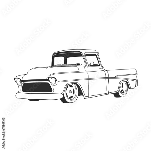 Outline illustration design of a vintage car 8