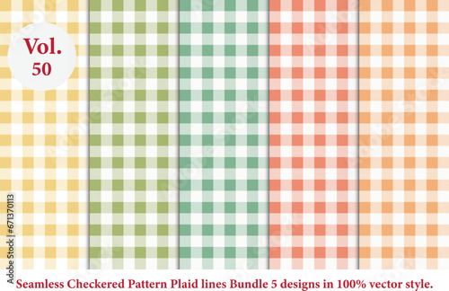 Plaid lines Pattern checkered Bundle 5 Designs Vol.50,vector Tartan seamless