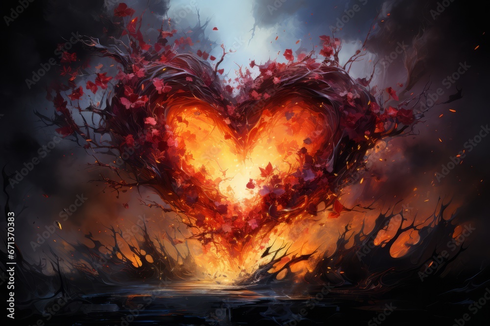 Heart romantic artwork love and passion emotional - obrazy, fototapety, plakaty 