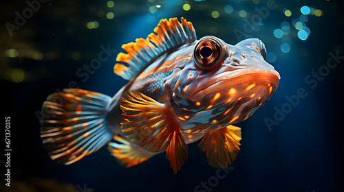 Mandarin fish in closeup  beautiful color