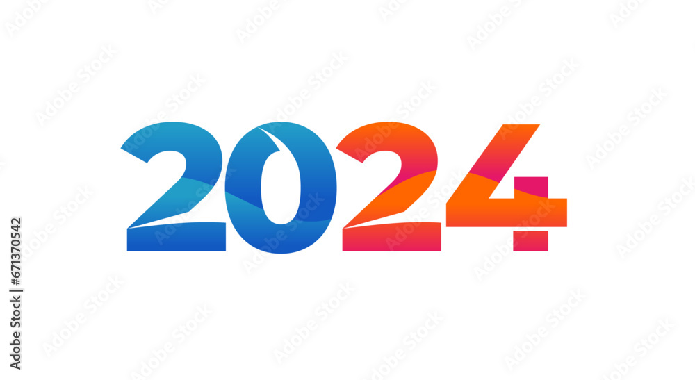 Creative gradient text 2024 new year design Creative gradient text 2024 new year design