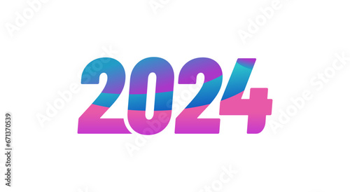 Colorful text 2024 new year design