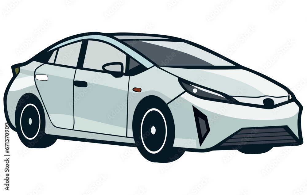 Prius cars vector illustration, Vector illustration of a popular hybrid car,