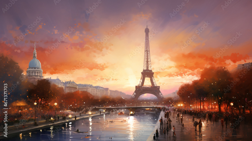 Eiffel tour and Paris cityscape