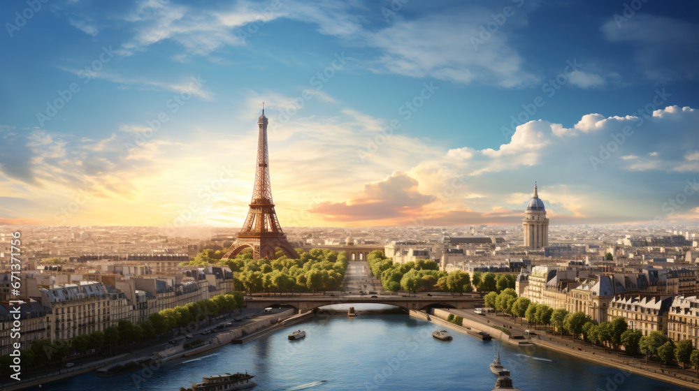Eiffel tour and Paris cityscape