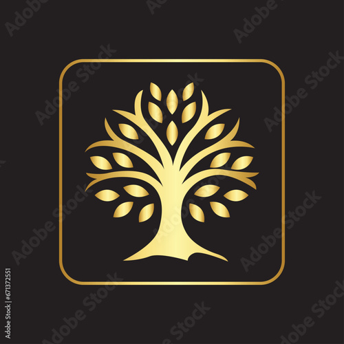 Abstract Tree of life logo icons set. Botanic plant nature symbols. Tree branch with leaves signs. Natural design elements emblem collection. Vector illustration.
