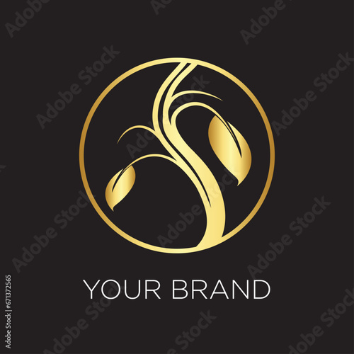 Abstract Tree of life logo icons set. Botanic plant nature symbols. Tree branch with leaves signs. Natural design elements emblem collection. Vector illustration.