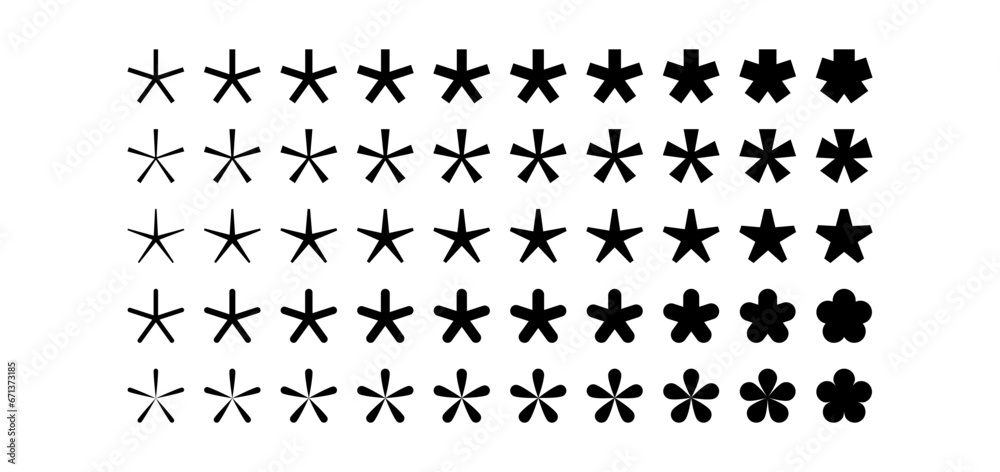 Asterisk icons set. asterisk sign vector geometric shapes symbol star mark vector illustration