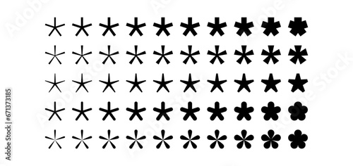 Asterisk icons set. asterisk sign vector geometric shapes symbol star mark vector illustration photo