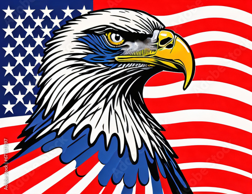 Illustration drapeau américain avec l'aigle.