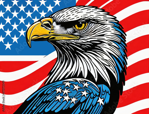 Illustration drapeau américain avec l'aigle.