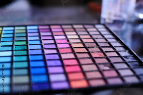 Colorful makeup palette in daylight