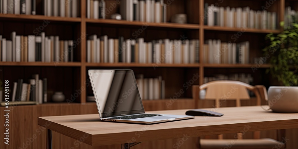 Modern workspace. Empty desk with laptop technology in business. Digital office setup. Blank screen on wooden table. Creative desktop Modern workspace. Empty desk with laptop technology in business. Digital office setup. Blank screen on wooden table. Creative desktop