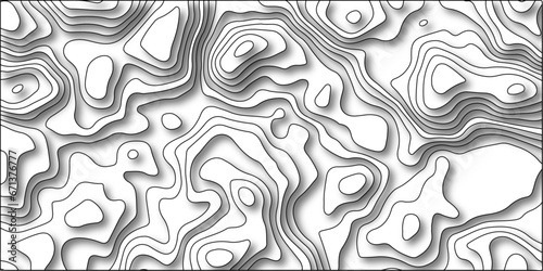 Vector geography scheme and terrain. Contour map background. Geographic line mountain relief. Brochure curve trendy liquid background template with paper cut out effect