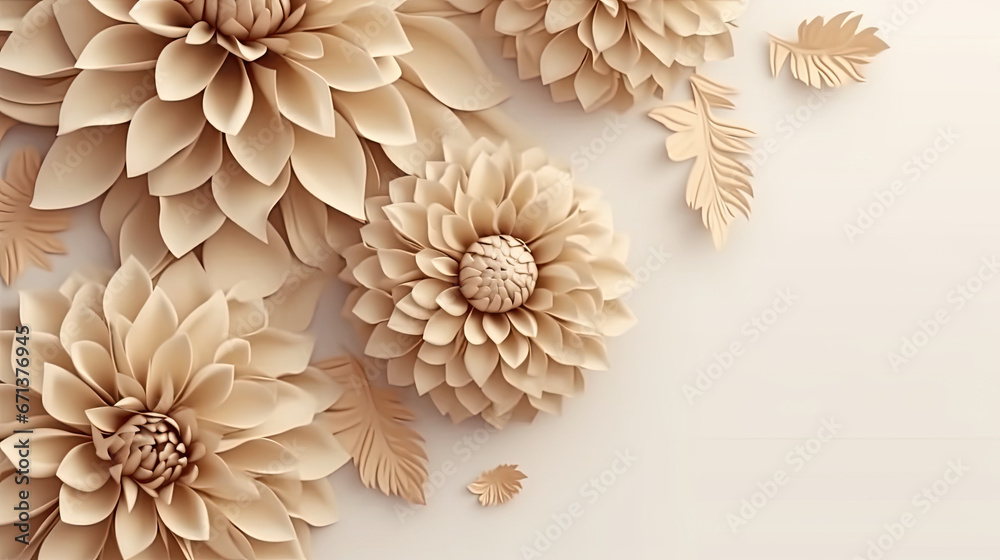 Paper flowers on a white background with the word flower on it. Paper flowers on a white background with the word flower on it.