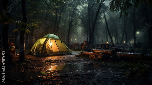 Rain on the tent photo