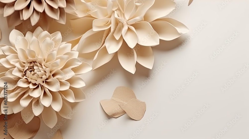 Paper flowers on a white background with the word flower on it. Paper flowers on a white background with the word flower on it.