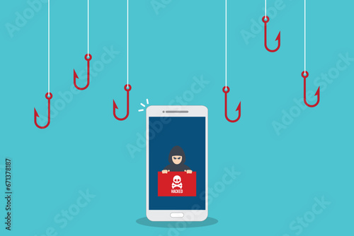 Hacker attack. Hackers and cybercriminals phishing, identity theft, user login, password, documents, email and credit card. Hacking and web security. Internet phishing concept.	