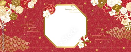 和風花柄の背景素材