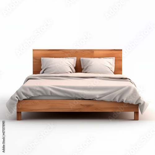 Wooden bed isolated