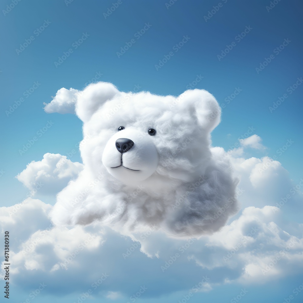 White Bear on a Cloud: Cute Wildlife in Dreamy Sky