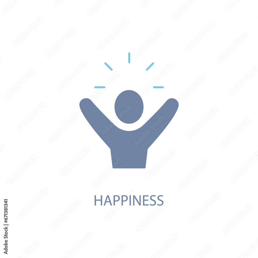 Obraz premium HAPPINESS concept line icon. Simple element illustration.HAPPINESS concept outline symbol design.