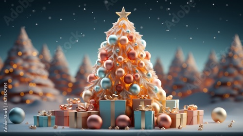 Merry Christmas Festival Cartoon style3D Generative AI photo