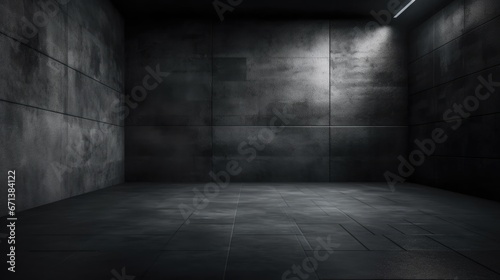 empty concrete room with shadow on the wall photo