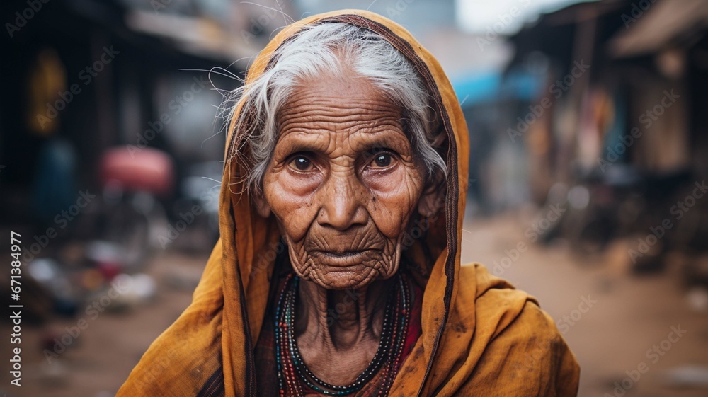 Portrait of an old Indian woman