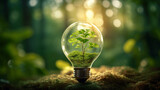 green environment in light bulb