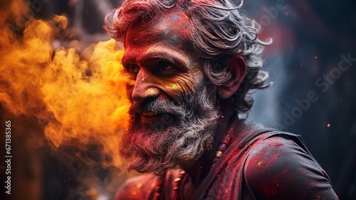 Indian man, Holi festival, Phagwah, Bhojpuri, multi-colored powder , festival of colors