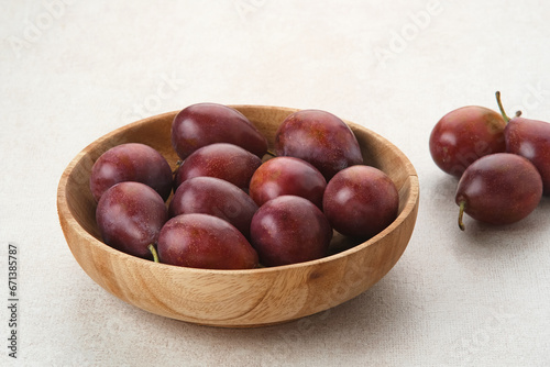 Fresh ripe plums, close up 