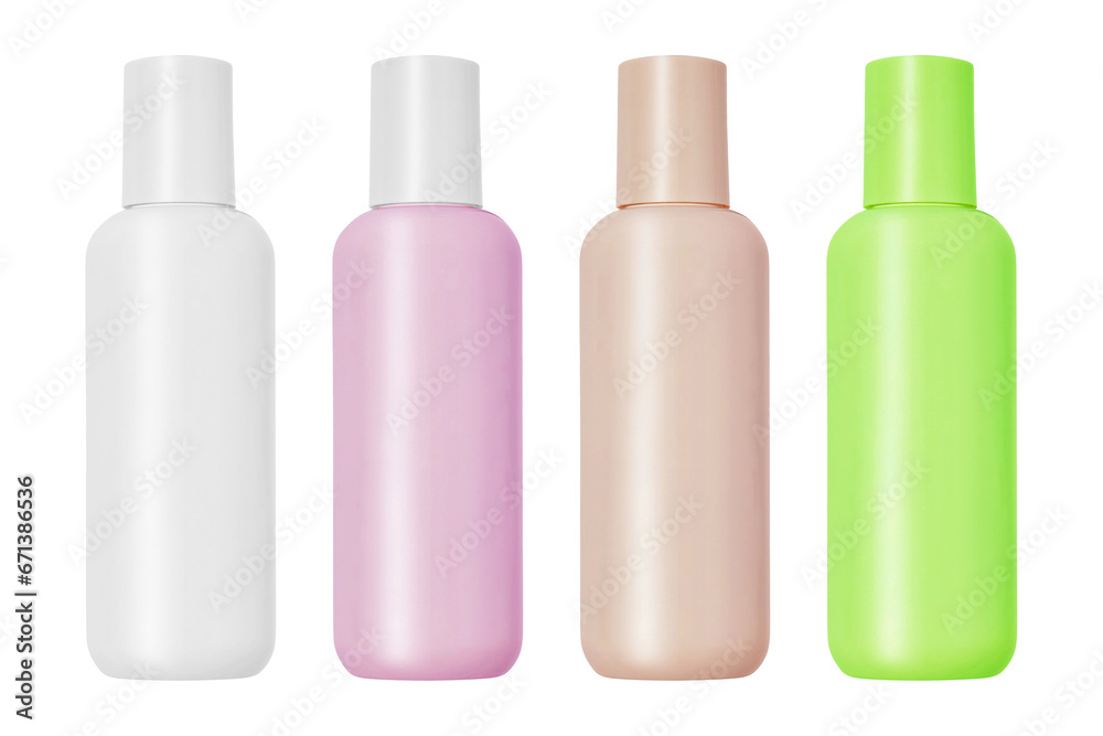 Collection of cosmetic bottles isolated Collection of cosmetic bottles isolated