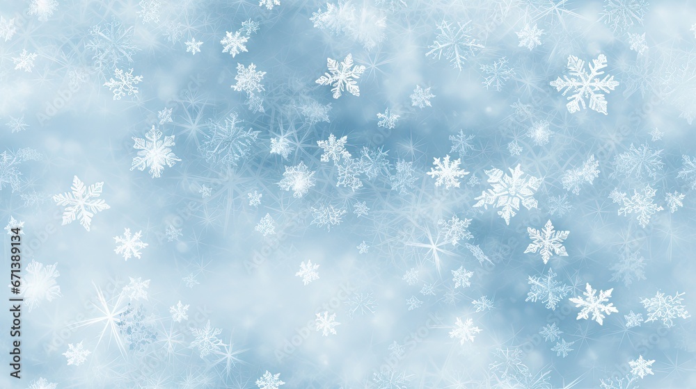  a blue and white snowflake background with white snow flakes on the top of the snow flakes.  generative ai