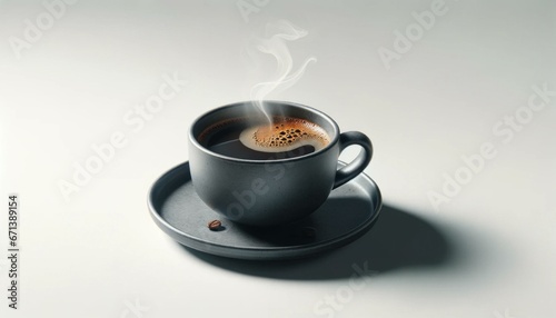 Steaming Coffee Cup with Rich Dark Brew on Pristine White Background