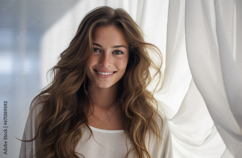Portrait of a young beautiful woman with long hair Portrait of a young beautiful woman with long hair
