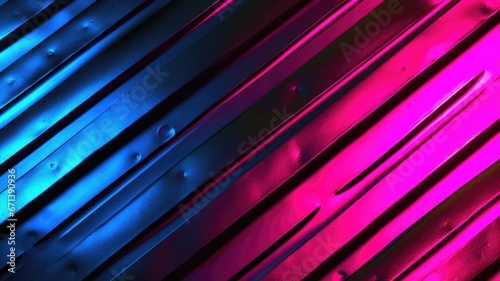 The abstract background of metal texture with empty space in hot pink  electric blue  and neon green colors. 3D illustration of exuberant. generative AI