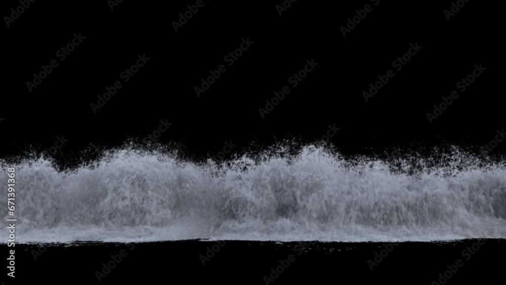 Powerful tsunami wave. Slow motion of a big sea or ocean surf wave crashing background footage, motion graphics, overlay 4K drag-and-drop editing software blending modes
