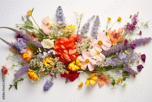 overhead view of a floral arrangement project