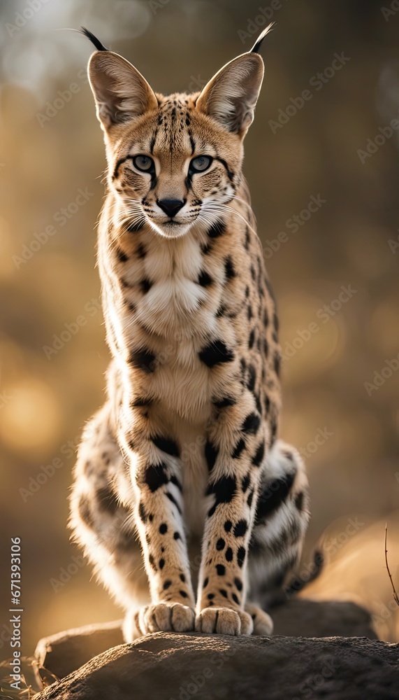 Fototapeta premium Serval Photography Stock Photos cinematic, wildlife, serval, Big Cat, for home decor, wall art, posters, game pad, canvas, wallpaper